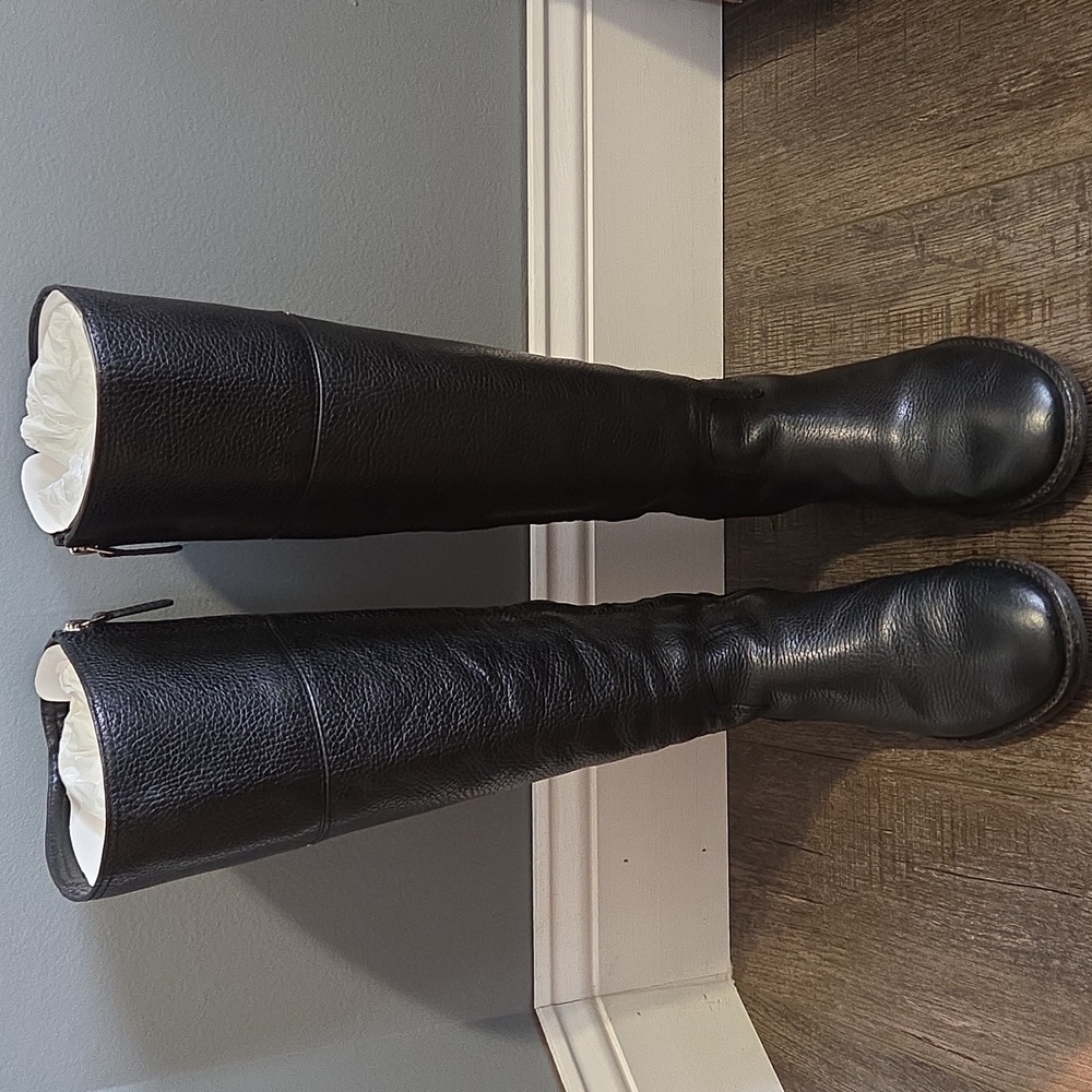 Tory Burch Jolie Black Riding Boots-Wide Shaft
